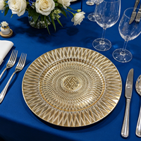Assiettes de présentation de luxe 13 pouces pour mariage, en plastique PP doré, motif personnalisé, durables et réutilisables, pack de service pour dîner, modèle 2026 très apprécié des utilisateurs