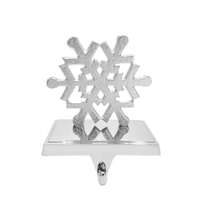 Argent 3D Flocon De Neige En Métal Cheminée Bas Cintres Bas De Noël Titulaire