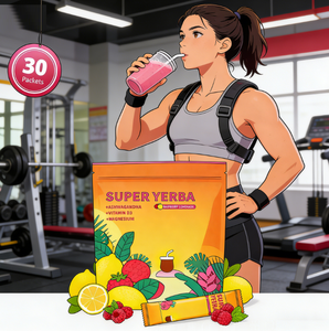 Mezcla de <span class=keywords><strong>Polvo</strong></span> de Ashwagandha y Yerba Mate con Vitamina D3 y <span class=keywords><strong>Magnesio</strong></span> <span class=keywords><strong>para</strong></span> Energía, Sabor a Limonada de Frambuesa, 30 Sobres - Product Image 4