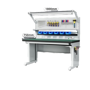 โต๊ะตรวจสอบสายการประกอบอุตสาหกรรมแบบมีไฟส่องสว่าง ป้องกันไฟฟ้าสถิตย์ รุ่นทันสมัย สำหรับงานหนัก ผลิตจากเหล็กกล้าคาร์บอน ใช้ในโรงงาน แข็งแรงทนทาน รองรับ OEM - Product Image 1