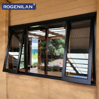Fenêtre à auvent moderne en aluminium Rogenilan, double vitrage ventilé, vitrage Low-E extérieur, fenêtres sur mesure avec stores