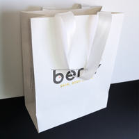 NW21 Sac en papier bon marché de petite taille Sacs en papier à provisions d'impression noire de ruban de luxe pour sac en papier kraft blanc
