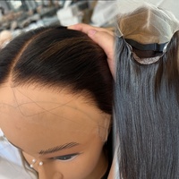 Perruque Nano Laser européenne, ligne de cheveux pré-épilée, cheveux vierges raides indétectables, nœuds invisibles 13x6 pour pose sans colle