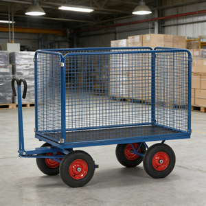 Chariot de transport de bûches et de bois de chauffage au design européen classique, capacité de chargement personnalisable, construction robuste en bois avec 4 roues - Product Image 1