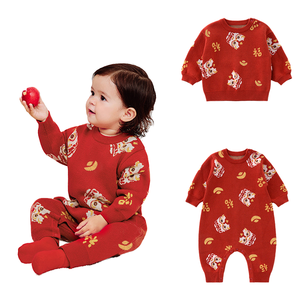 Salutations du <span class=keywords><strong>nouvel</strong></span> <span class=keywords><strong>an</strong></span> bébé barboteuses hiver coton tricoté combinaisons pour hommes femmes bébé épaissi nouveau-né ramper vêtements - Product Image 6