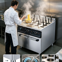 Cuisinière à pâtes professionnelle JUSTA en acier inoxydable avec base de rangement pour restaurant, restauration rapide et cuisine professionnelle