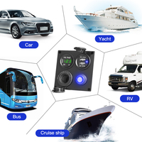 Panel Pengisi Daya Mobil Multifungsi 12/24V Meteran Tegangan DC Digital Port Pengisian USB Ganda Stopkontak Pemantik Rokok Sakelar Toggle