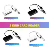 Lecteur de carte USB Type C Micro USB EONLINE, lecteur de carte mémoire SD, adaptateur de câble OTG pour téléphone portable, ordinateur portable, convertisseur