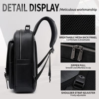 Mochila de Viaje para Portátil, de Cuero PU Premium, Impermeable, Resistente, Transpirable, con Cierre, Ligera, de Gran Capacidad, Acolchada, para Oficina