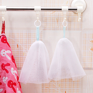 Soap Bubble Net With Ring Hook For Facial Cleansing Exfoliating Tool White Mesh Soap Bag - Product Image 2