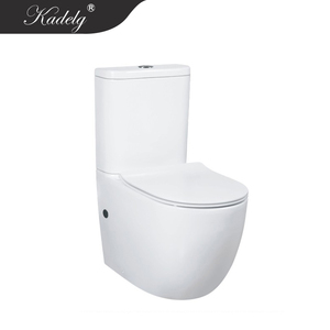 Inodoro Moderno de Dos Piezas <span class=keywords><strong>Sanitas</strong></span> Para Casa De Banho, Montado en el Suelo, con Doble Descarga de 3/4.5L, Cerámica Blanca, Sifón en P y Asiento con Cierre Suave - Product Image 1