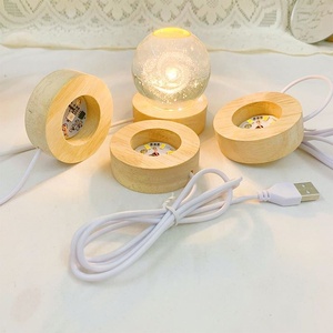 Bollamp Met Houten Basis Universum Verlichting Voor Kamer <span class=keywords><strong>3d</strong></span> Kristallen Bol Nachtlampje - Product Image 6