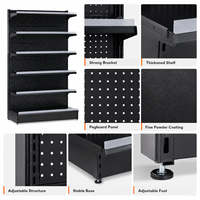 Étagère de présentation métallique robuste pour supermarché, simple face, réglable, avec grille, autoportante, revêtement en poudre époxy, pour magasin de détail