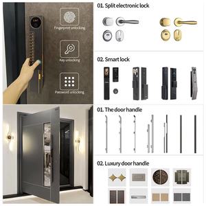 <span class=keywords><strong>Porte</strong></span> d'entrée extérieure personnalisable en acier avec finition bois et garniture en aluminium, anti-effraction, pour maison, villa, appartement - Product Image 3