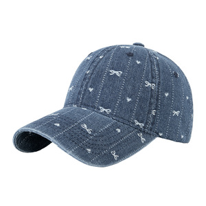 Casquette de baseball en denim unisexe en coton avec visière pour la protection solaire - Product Image 1