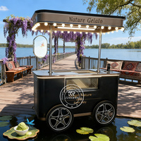 Chariot de crème glacée pour les mariages Chariot de crème glacée mobile pour l'utilisation de la réception Congélateur de crème glacée avec roues pour le marché fermier