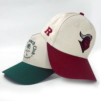 Casquette de baseball rétro personnalisée brodée en cinq parties, fabriquée en tissu sergé de coton et en daim, avec une visière inférieure incurvée