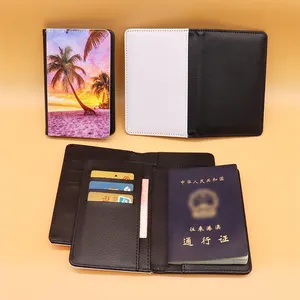 Sarung dompet paspor perjalanan mewah kustom tempat paspor desainer kulit kosong cetak sublimasi dengan gaya modis