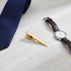 Pinza de Corbata de Metal Negro con Logotipo Láser Personalizado, Barra de Acero Inoxidable Brillante para Corbata, Regalos Creativos para Bodas - Product Image 2