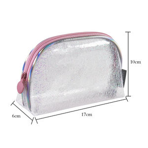 2024 personalizado brillante PVC holográfico cuero decoración cremallera bolsa belleza maquillaje transparente cosmético bolsa - Product Image 3