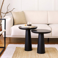 Ensemble de 2 tables d'appoint rondes en bois massif, style minimaliste moderne, table basse d'appoint pour salon, canapé, chevet