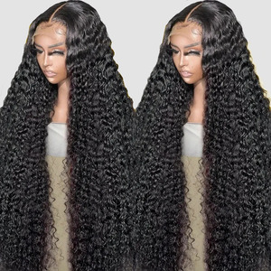 Perruques Lace Front 13x6 en Cheveux Humains Vierges Remy, Sans Colle, Densité 150%-180%, Longues, Marque <span class=keywords><strong>Jazz</strong></span>, Noires - Product Image 1