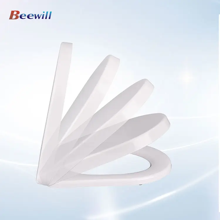 Beewill hot sale high quality white d shape duroplast self cleaning toilet seat cover soft close