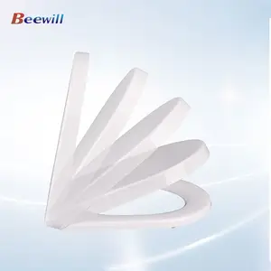 Beewill sıcak satış yüksek kaliteli beyaz d şekli duroplast kendini temizleme tuvalet klozet kapağı yumuşak yakın