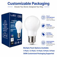 Ampoule LED A19 certifiée 7W 120V Culot E26 Dimmable Verre Blanc Laiteux 750lm IRC90+ 3000K Remplace 60W