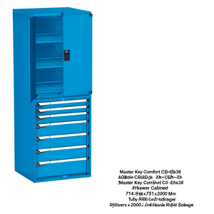 Armoire à tiroirs Fami Master Key Comfort C0-Eh=36X36, 7 tiroirs, 714x751x2000 mm, rouge rubis RAL3003, rangement d'outils - Product Image 2