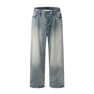 Clothing Manufacturers Vintage Oversize Unisex Custom Denim Wide Leg Pants Baggy Jeans Man Men's Jeans Men