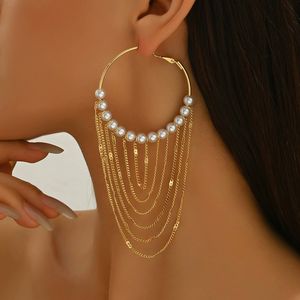 Модные круглые серьги-цепочки из цинкового сплава с золотым покрытием, очень длинные, с подвесками, унисекс, индийские ювелирные украшения - Product Image 4