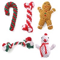 Ensemble de jouets en corde pour chien de Noël, cadeau comprenant un nœud, un bonhomme de neige et une flocon de neige, jouets à mâcher pour chien