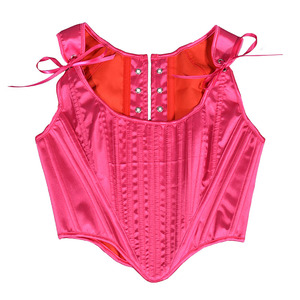 Nouveau Corset Court Confortable en Satin Uni Grande Taille avec Bretelles Sexy et Baleines - Product Image 1