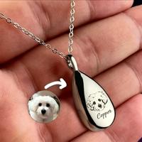 Collier de crémation en acier inoxydable le plus vendu, pendentif commémoratif gravé au laser avec portrait et nom, cadeau