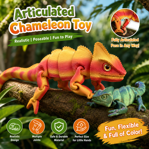 Jouet caméléon articulé imprimé en 3D Vashine, flexible, multi-articulations, yeux 3D réalistes, ornement de bureau anti-stress et sensoriel - Product Image 1