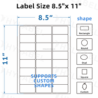 12 up 8.5 "x 11" A4 stiker kertas 8.5x11 inci kayu Label alamat stiker surat Label pengiriman A4 untuk Inkjet Printer