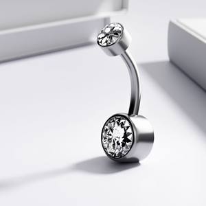 ห่วงเจาะร่างกายทำจากไทเทเนียมแบบเกลียวใส G23ห่วงสะดือทรงลูกบาศก์เซอร์โคเนีย - Product Image 3