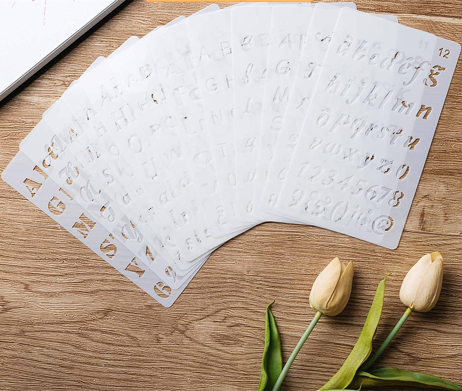 24pcs Plastic Alphabet Number Stencils for Bullet Journal, image size:1482x1253