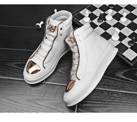 Baskets Montantes Tendance pour Hommes et Étudiants, Chaussures Décontractées à Semelle Épaisse Rehaussante pour le Plein Air et le Campus