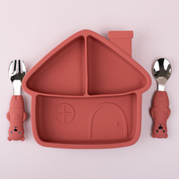 Ensemble de vaisselle pour tout-petits pour enfants bébé alimentation cuillère fourchette dîner divisé bol et assiette ventouse pelle plat pour enfants à manger