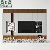 Mueble de TV Moderno Minimalista SLS con Chimenea, Consola Multimedia Integrada de Mármol de Lujo, Retroiluminación LED, Muebles Personalizados