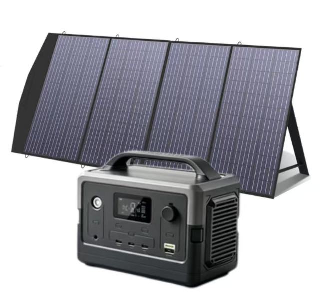 Portable 600W Home Use Power Station Lithium Ion Battery Rechargeable Emergency Solar Generators for Outdoor Camping Solar Panel