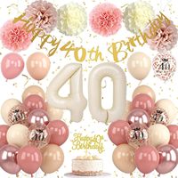 Ballons en latex et feuille d'aluminium imprimés dorés rose poudré rétro pour le 30e anniversaire des femmes Froova, bannière Joyeux 30e anniversaire, décoration de gâteau numéro 30, fête du 30
