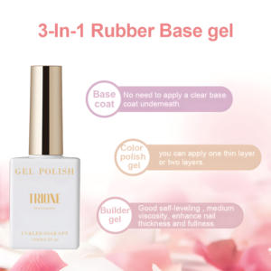 Set di Smalto Gel Base in Gomma Naturale Color <span class=keywords><strong>Nude</strong></span> a Marchio Privato, Gel UV Rapido 2 in 1, Flacone da 15ml, Base Camouflage per Nail Art - Product Image 4