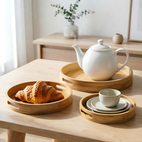 Plateau à thé en bambou créatif, moderne et durable avec doubles poignées pour bureau, salon, pâtisserie et services à thé domestiques – Vente en gros