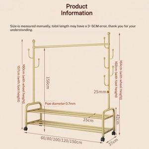 <span class=keywords><strong>Porte</strong></span>-vêtements mobile en métal à double niveau avec panier de rangement, organisateur de vêtements pour la maison, pour chaussures et vêtements - Product Image 6