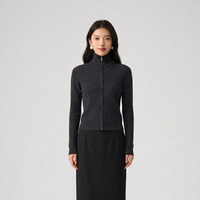 Pull en tricot côtelé pour femme, résistant aux plis, personnalisé, lavable en machine, 100% laine, col roulé fin, cardigan
