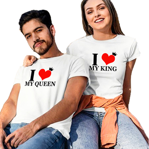 Camisetas Personalizadas de Alta Calidad para Parejas, Suaves y Casuales, con Estampado de Corazón y Letras, Tejidas, Transpirables y de Secado Rápido - Product Image 1