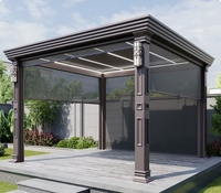 Pérgola de Gran Envergadura de Aleación de Aluminio con Techo de Láminas Motorizadas, Pabellón Impermeable con Luces LED y Pantalla Lateral Enrollable